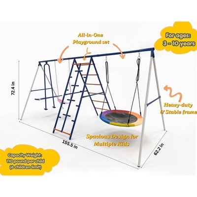 Funphix Swing Set with Climbing Frame & Saucer Swing : Target