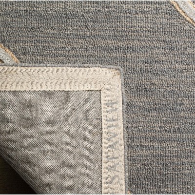 Slate and Beige Hand-Tufted Wool and Silk Runner Rug