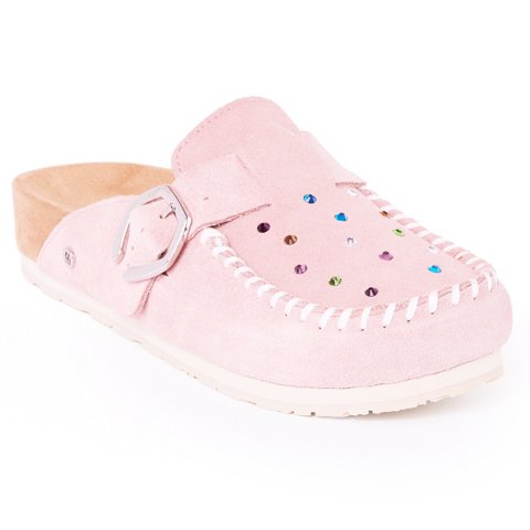Женские сабо Minnetonka Women's Suede Rhinestone Buckle Clogs 6000906 Blush - 9