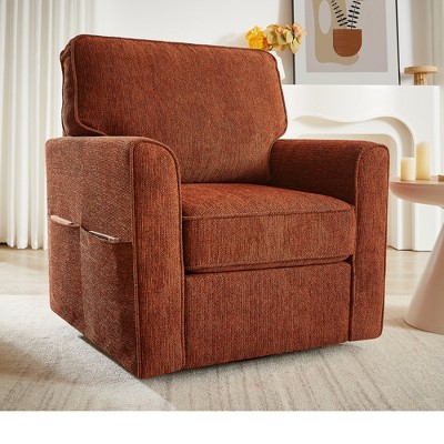 360° Swivel Accent Barrel Armchair with Side Pockets, Ergonomic Sofa Chair for Living Room, Bedroom -- Frevyn