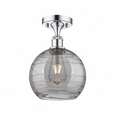 Athens Deco Swirl - 1 Light Semi-Flush Mount In Industrial Style-13 Inches Tall and 8 Inches Wide