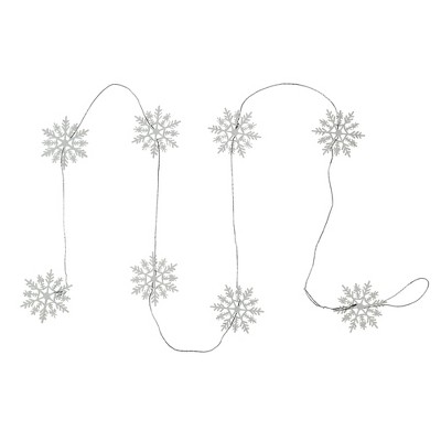 Northlight 5' White Glitter Dusted Wooden Snowflake Christmas Garland