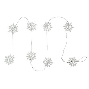 Northlight 5' White Glitter Dusted Wooden Snowflake Christmas Garland - 1 of 3