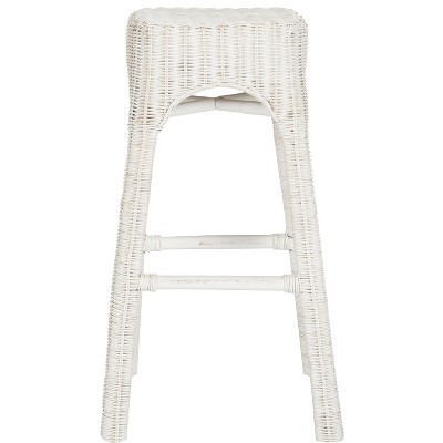 Percy Wicker Counter Stool  - White - Safavieh