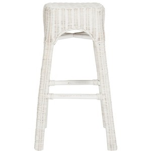 Percy Wicker Counter Stool - WIK6501 - White - Safavieh - 1 of 4