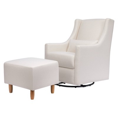 Babyletto Toco Swivel Glider and Ottoman, Greenguard Gold Certified - Performance Cream Eco-Weave