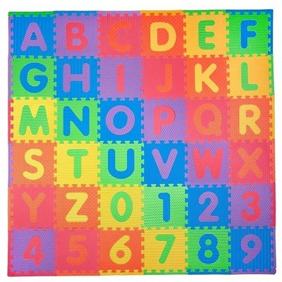 Image of Tadpoles 36 Tiles ABC Foam Playmat | Interlocking Tiles with 24 Border Pieces EVA Foam & Lead Free Floor Coverage 74â€ x 74â€