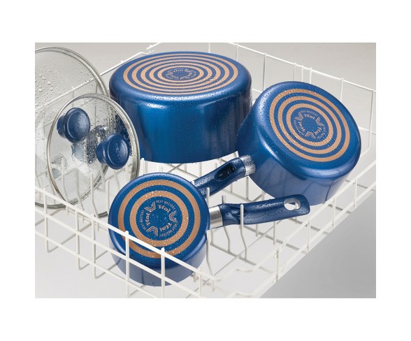 T-fal 12pc Ceramic Cookware Set Blue