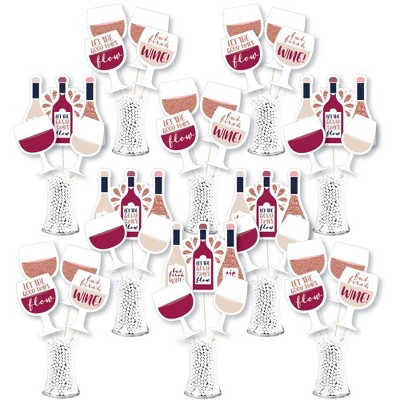 Big Dot of Happiness But First, Wine - Wine Tasting Party Centerpiece Sticks - Showstopper Table Toppers - 35 Pieces
