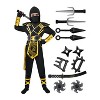 Joyfy Halloween Ninja Costume for Kids Black Golden Ninja Dragon Jumpsuit Set – Boys Halloween Dress-Up & Role-Play Party Outfit - 2 of 4