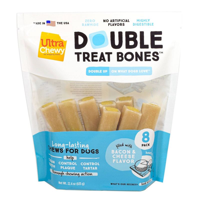 Ultra Chewy Dog Treat Double Bones Bacon and Cheese Flavor Dog Treats , 1 of 7