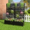 Wooakway Black Metal Planter Box with Trellis Raised Garden Bed with Arbor Privacy Screen with Wheels - 2 of 4
