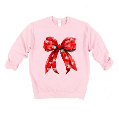 Simply Sage Market Women's Graphic Sweatshirt Coquette Christmas Snowflake Bow