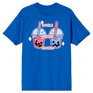 Bobadorable Double Bubble Trouble Crew Neck Short Sleeve Royal Blue Unisex Adult T-shirt - 1 of 3
