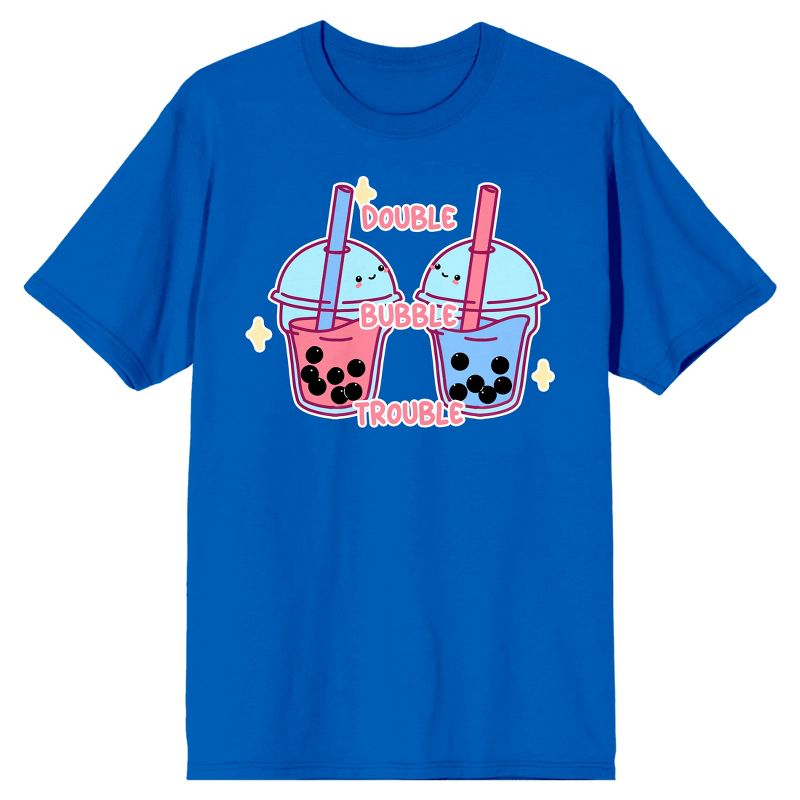 Bobadorable Double Bubble Trouble Crew Neck Short Sleeve Royal Blue Unisex Adult T-shirt, 1 of 4