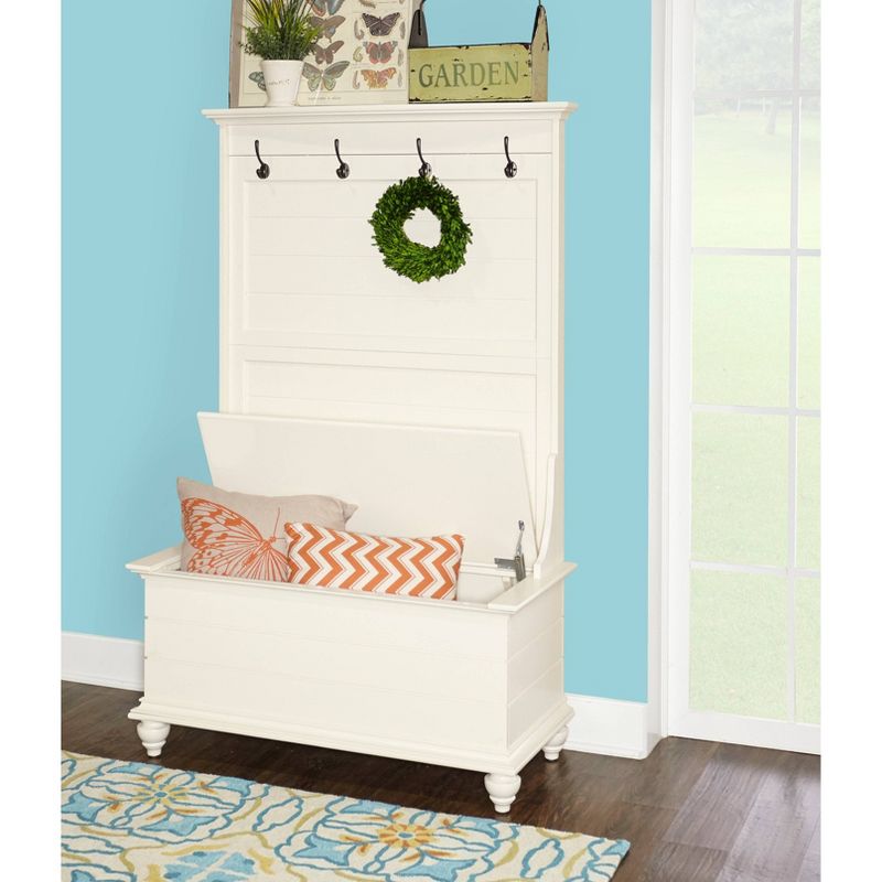 Gabriel Traditional Entryway 4 Double Hooks Storage Bench Hall Tree White - Powell, 4 of 5