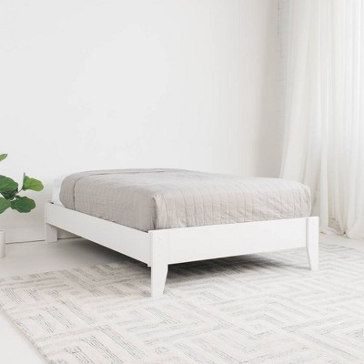Crisp Matte White Engineered Wood Full Platform Bed Frame