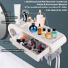 Toothbrush Holder and Dispenser, Toothbrush Holders Wall Mounted Shower, Large Capacity Tray, 6 Brush Slots 3 Cups 1 Cosmetic Drawer (White 3-Cup) - 4 of 4
