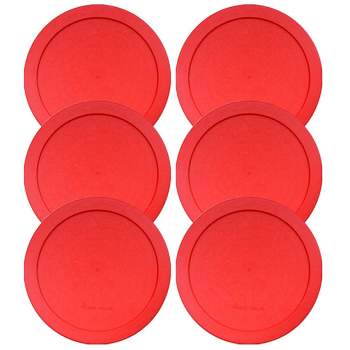 Wood Grip Lids for Pyrex and Anchor Round Glass Containers, Red, 4 Cups, 6-Pack