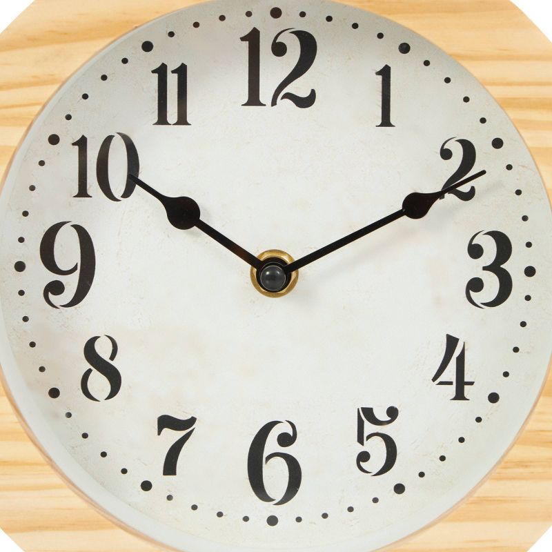 11&#34;x8&#34; Wood Clock with Curved Black Metal Stand and Base Light Brown - Olivia &#38; May, 4 of 9