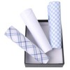 TheDapperTie Men's White Solid And Blue Plaid 100% Cotton 3 PCS Handkerchiefs - 4 of 4