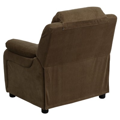Cozy Spot Brown Microfiber Kids Recliner with Cup Holder