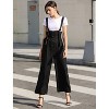 Allegra K Women's High Waist Wide Leg Belted Button Long Overalls Jumpsuit - 3 of 4