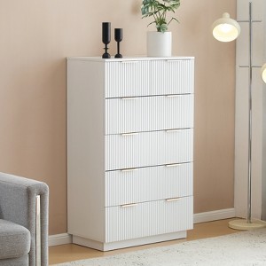 KTMBDW Fluted 6 Drawer Dresser for Bedroom, Modern Drawer Dressers with Metal Handles of Drawers, Wood Drawer Organizer for Bedroom, Living Room - 1 of 4