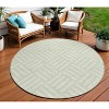 Mint Green And Ivory Geometric Washable Indoor Outdoor Area Rug - 2 of 4