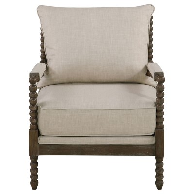 Cesicia 29.5" x 34" x 38"H Beige Contemporary Upholstered Bobbin Accent Chair For Living Room