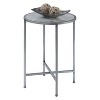 Gold Coast Faux Marble Round End Table Faux Marble/Silver - Breighton Home: Elegant Metal Frame, 24.5" High - 3 of 4
