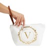 Gold Initial Personalized Makeup Bag for Women, Monogrammed Canvas Cosmetic Pouch (White, 10 x 3 x 6 In) - 3 of 4