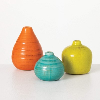 Sullivans Set 3 Small Ceramic Vases 3"H  4"H & 5"H