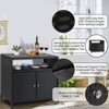 Storage Cabinet with Wicker Wood Tabletop - Patio Bar Table with Two Doors and Shelves, Bar Cabinet for Garden, Pool, Kitchen - 4 of 4