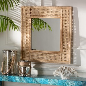bali & pari Josepha Modern Bohemian Natural Brown Rattan Accent Wall Mirror - 1 of 4