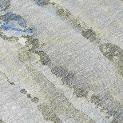 HomeRoots 9' X 12' Sky Blue And Gray Abstract Washable Indoor Outdoor Area Rug