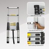 FURNIinspire Ladders 16.5ft Telescopic Extension Ladder Aluminum Alloy Folding Ladder Portable Step Ladder Shelf, Silver, 12.4"*2.99"*196.85" - 2 of 4