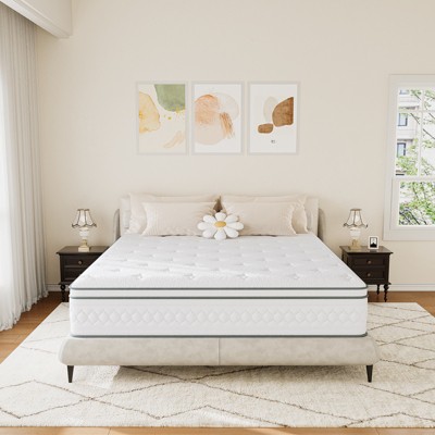 Swedrea Hybrid Mattress Breathable Medium Cooling Memory Foam Bed-in-a-Box White