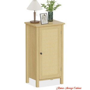 Farmhouse Nightstand, 16 Inch Bedside Table w/ Drawer for Bedroom, Modern Boho Wood End Table, Storage Accent Table - 1 of 4