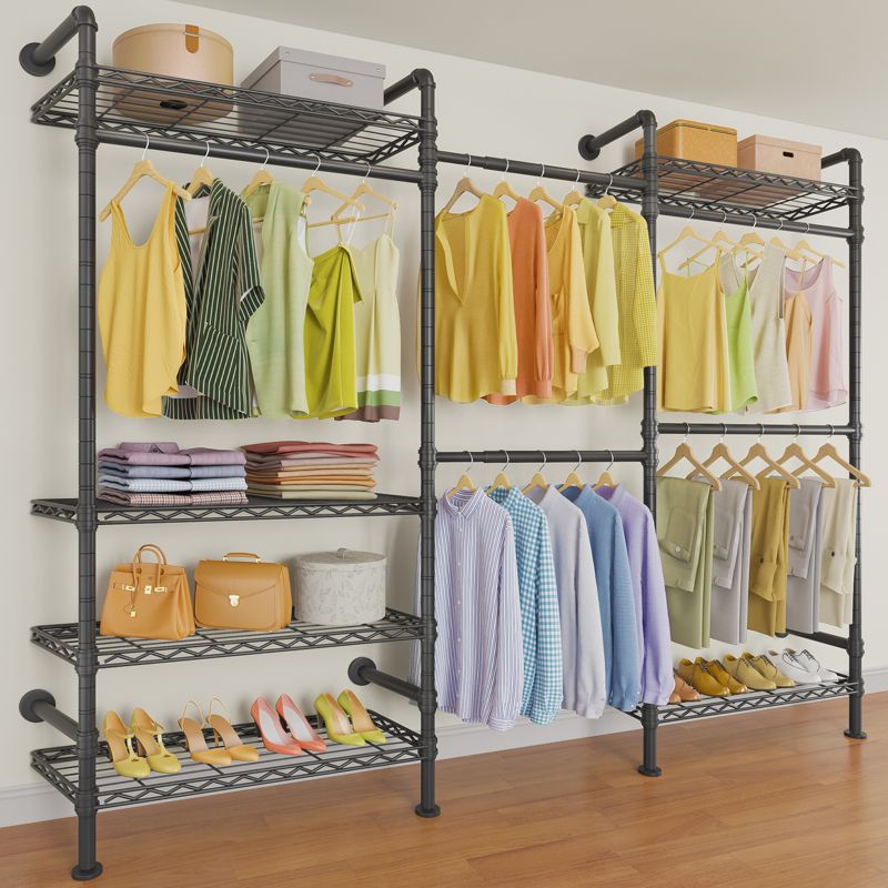 Timate F3 Garment Rack Industrial Pipe Wall Mounted Clothing Rack Walk in Closet Systems, 1 of 10