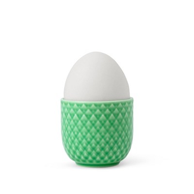 DANMARK LYNGBY Porcelain Egg Cup - Ceramic Holder for Soft Boiled Eggs - Decorative Breakfast Server - Cute & Colorful Egg Cups, (Green)
