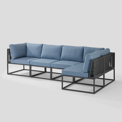  5pc Outdoor Cord Modular Sectional - Blue - Saracina Home 