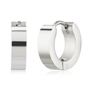 ELYA Women's Polished Hoop Stainless Steel Earrings - 1 of 3