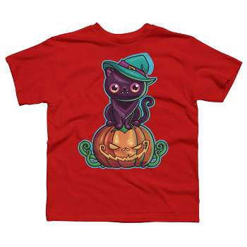 Boy's Design By Humans Ferociously Cute Halloween Vampire Witch Kitty Cat By LittleBunnySunshine T-Shirt