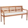 vidaXL Patio Bench Brown, White Fine sanded teak hardwood, Fabric Large - 2 of 4