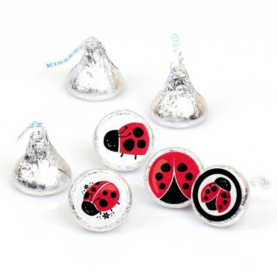 Big Dot of Happiness Happy Little Ladybug - Baby Shower or Birthday Party Round Candy Sticker Favors - Labels Fits Chocolate Candy (1 sheet of 108)