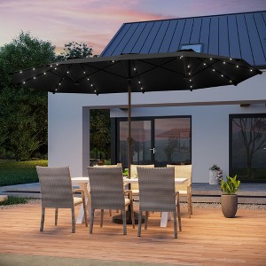 Sonkuki 13 x 7.2ft Solar-Powered Double-Sided Patio Umbrella with Large Canopy Outdoor Table Umbrella for Garden, deck and pool - 1 of 4