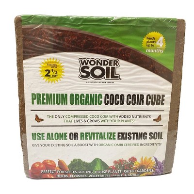 Wonder Soil Premium OMRI Listed Organic Coco Coir Cube Plant Potting Soil for Houseplants, Flowers, Herbs, and Vegetables with Worm Castings