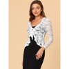 INSPIRE CHIC Women's Tie Front Ruffled Hem Floral Lace Sheer Crop Bolero Shrug - 2 of 4