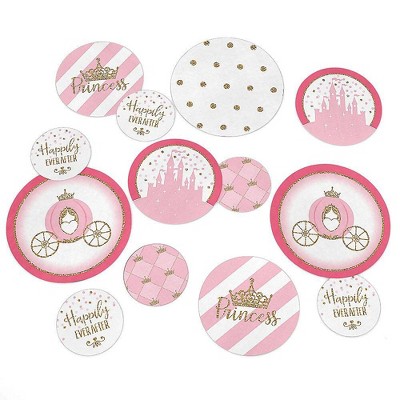 Big Dot of Happiness Little Princess Crown - Pink & Gold Baby Shower or Birthday Party Giant Circle Confetti - Party Décor - Large Confetti 27 Count